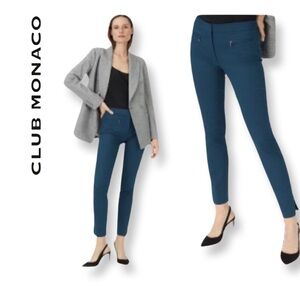 CLUB Monaco- "Aveena" Zip Pockets Skinny Pant- Teal Blue Sz 14